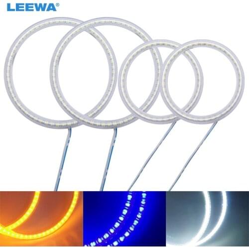 LEEWA 2X80MM 2X110MM 4pcs/Set Car LED Halo Rings Angel Eyes DRL Head Lamp For Hyundai Tiburon(00-01) White #CA1526