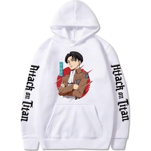 Attack On Titan Japan Anime Hoodies Men Fashion Casual Cartoon Character Ackerman Printed Winter Long Sleeve Hooded Sweatshirt