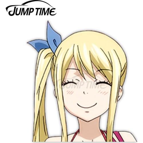 Jump Time Fairy Tail Lucy Heartfilia 61 9.7 Big Head Anime Peeker Vinyl Decal Waifu Kawaii Girl Car Stickers