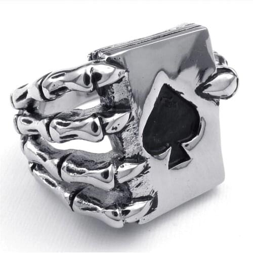 Vintage Men Rings Playing Card Skull Hand Claw Poker Ring Classic Fashion Men Jewelry Christmas Gift Accessories