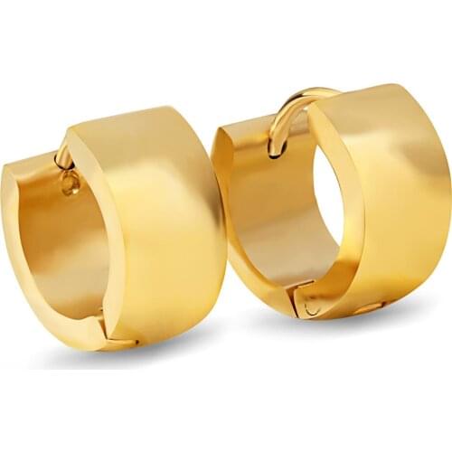 316L Stainless Steel Simple Mirror Polished Earrings, Smooth And Widened Small Ear Buckle 7mm Womens Earrings