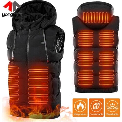 Winter Smart Usb Electric Heating Vest Thermal Clothing Women Men Outdoor Vest Winter Jacket Temperature Adjustment Warm Hat