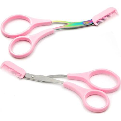 1PC Stainless Steel Eyebrow Trimmer Grooming Eyelash Thinning Shears Comb Face Hair Scissor Clip Cosmetic Makeup Tool