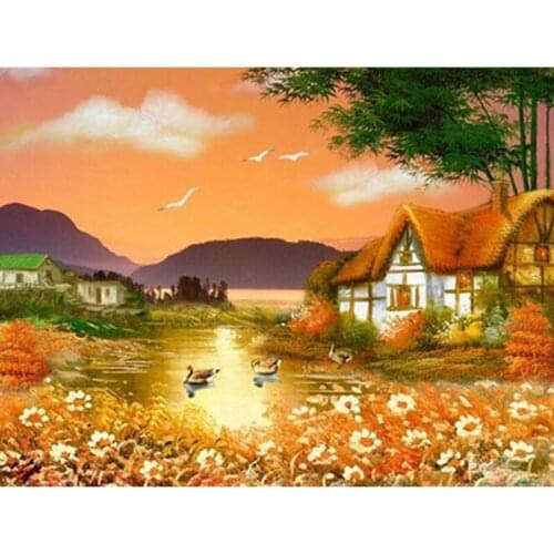5D DIY Diamond Painting Full Square Scenery Rhinestones Pictures Diamond Embroidery Sale Landscape Diamond rural