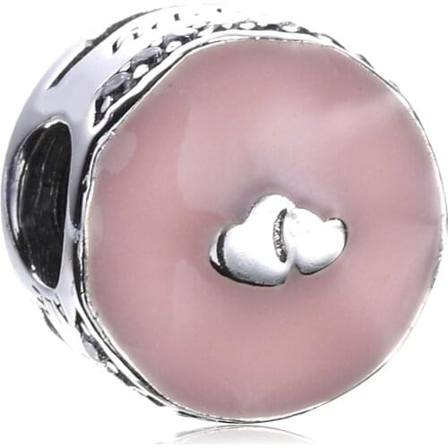 Ajax 925 Sterling Silver Beads Pink Charm Fits Bangle Bracelet DIY For Women Jewelry Making