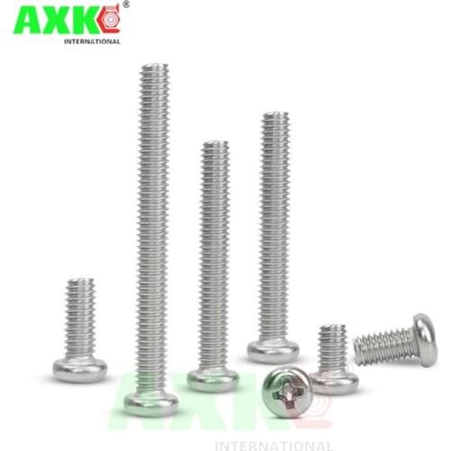 AXK M1.6 M2 M2.5 M3 M4 M5 M6 DIN7985 GB818 304 Stainless Steel Cross Recessed Pan Head Screw Phillips TV Computer Bolts