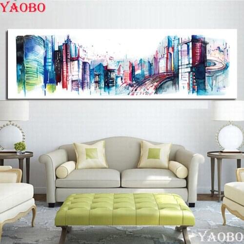Large DIY Diamond Painting Watercolor Metropolis City landscape Diamond Embroidery Full Square/Round 5D Diamond Mosaic Decor