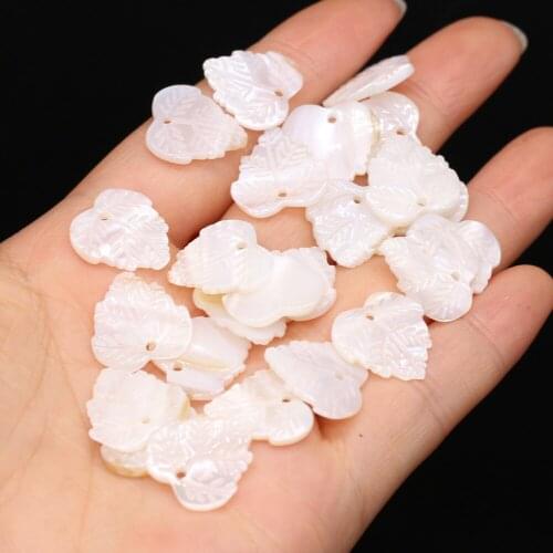 10 PCS Natural Freshwater Pendant White Shell Leaf Loose Beads Charms for Jewelry Making DIY Necklace Earrings Accessory