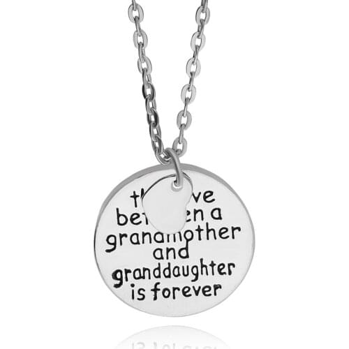 The Love Between a Grandmother and Granddaughter is Forever Heart Pendant Chain Necklace Chrismas Gift For Grandma Women Charm