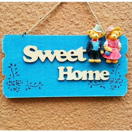 Home SWEET Home Wooden Hanging PLAQUE Door Sign Memo Holder 3D Door Plates Letter with Doll 240 X 120mm