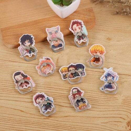 Cartoon Anime Demon Slayer Mobile Phone Holder Stand Paste Flat Finger Ring Lazy Bracket Couple Mobile Phone Ring Bracket