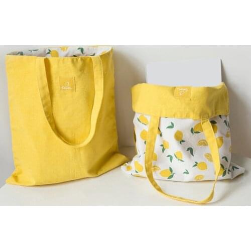 New Fabric Double-sided Dual-use Hand bag Cotton and Linen Pocket Handbag Shopping Bag Storage Bag Grocery Bag
