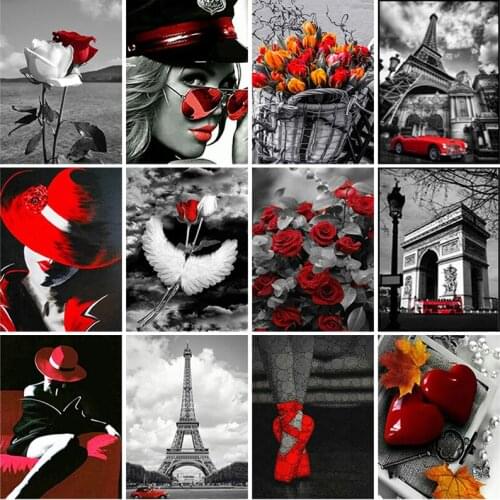 Full Square Round DIY 5D Diamond Painting Red and Black Diamond Embroidery Cross Stitch Woman Rhinestone Mosaic Home Decor Gift