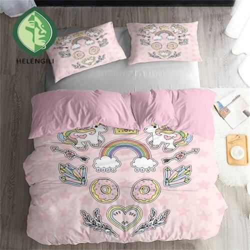 HELENGILI 3D Bedding Set Rainbow Cloud Print Duvet Cover Set Bedclothes with Pillowcase Bed Set Home Textiles #CHY15