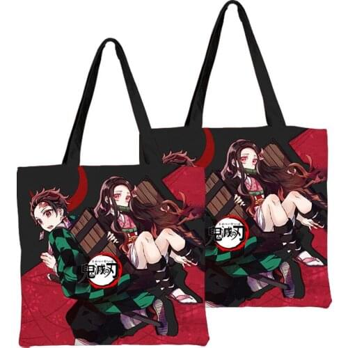 2021 3D Print Demon Slayer Handbag Canvas Bags Large Capacity College Harajuku Handbag Men/Women High Quality Shopping Bag