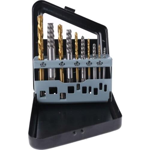 10pcs Screw Extractor Cobalt Left Hand Drill Bit set Broken Bolt Damaged Set 50JC
