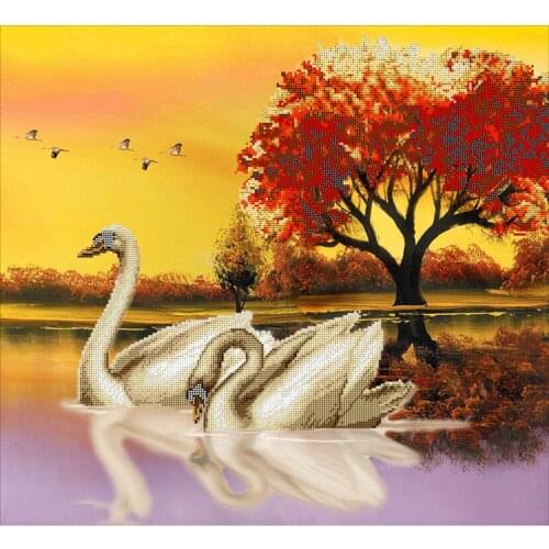 5D Diy Diamond Painting White Swan Kits Diamond Embroidery Cross Stitch Home Decoration Painting Home Decor Label JX568