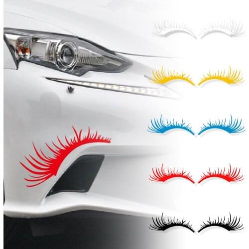 Car Stickers 2 Pcs Eyelashes Eyebrow Waterproof Removable Car Styling Sticker Decal Decor Charming Headlight Decoration
