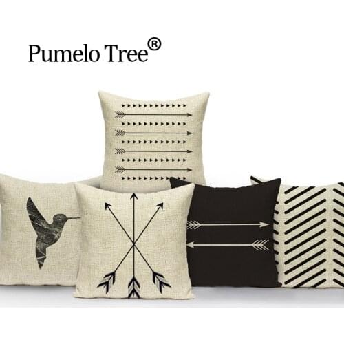 Arrow Wave Cushions Decorative Pillows Black White Dropshipping Cushion Cover Linen Pillowcase Home Decor Custom Pillow Cover