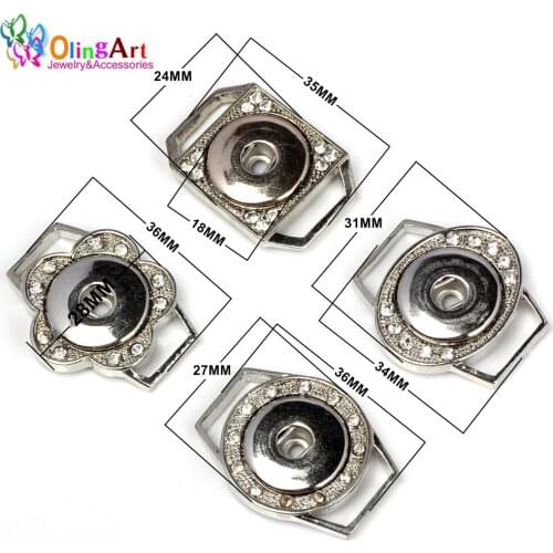 OlingArt 2pcs/lot 18mm silver plated Round Snap Button buckle Charms DIY jewelry Bracelet Making For all kinds of leather rope