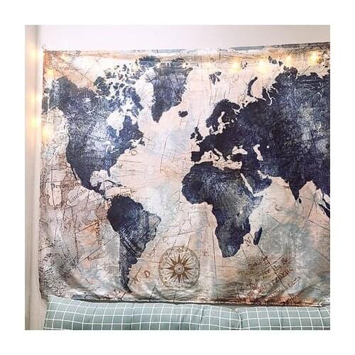 World map, wind hanging cloth background wall is oversized, bedroom decoration tapestry bedside hanging painting wall cloth