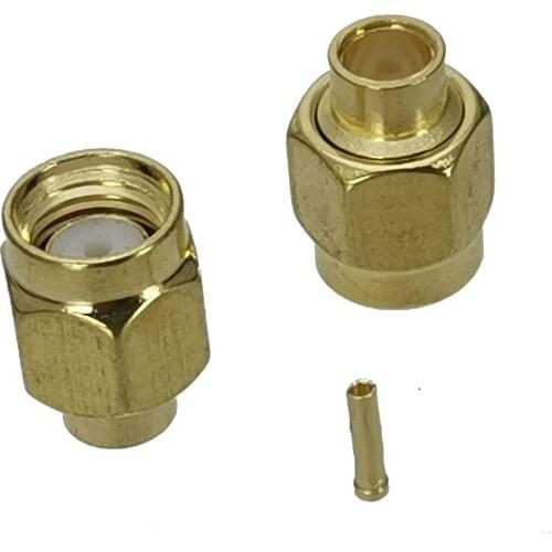 RP-SMA male jack center solder semi-rigid RG402 0.141" RF connector