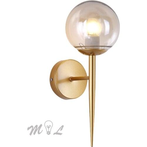 Postmodern Globe Lamp Glass Ball Wall+lamps Led Sconces Bedroom Wall Light Fixtures Loft Stair Luminaire Led Lamp Mirror Light