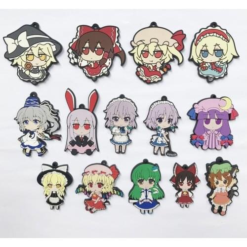 Anime Touhou Project Hakurei Reimu Rubber Keychain Keyrings Q Version Backpack Wallet Pendant Decoration Toy Xmas Gifts New