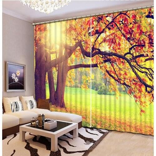 Auturn curtains Landscape Scenery Beauty Digital Photo Printing Blackout 3D Curtains for Living Room