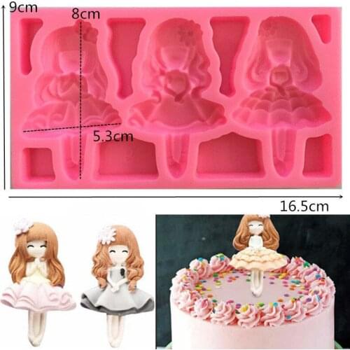 Lovely Beauty Girl Princess Silicone Fondant 3D Cake Mold Cupcake Jelly Candy Chocolate Decor Baking Tools Cake Decoration Tools