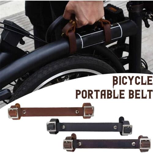 Folding Bike Leather Handle For Brompton Carry With Frame Tape Filter Portable Vintage Leather Durable Handlebar