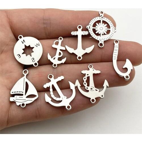 Mixed Ocean Boat Rudder Charms diy Findings Gift Bracelet Connector Boat Anchor Rudder PendantHandmade Diy Jewelry Make
