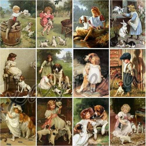 Xaviera New Arrival Diy 5D Diamond Painting Girl Baby Portrait Cross Stitch Dog Mosaic Rhinestone Embroidery Home Decor Crafts