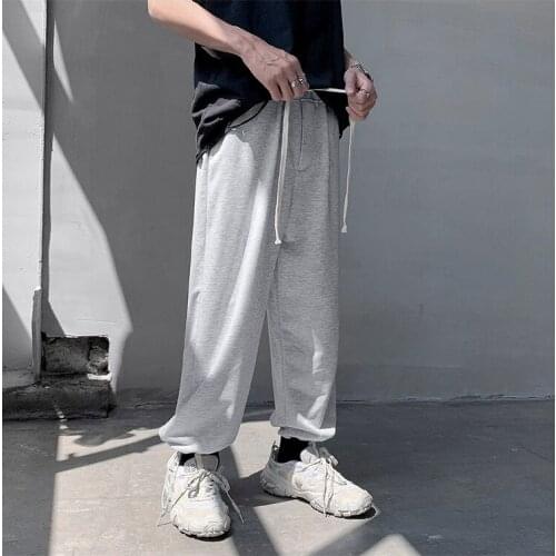 2021 Mens Casual Pants Hip Hop Style Harem Pants Drawstring Leggings Trousers Streetwear Grey/black Color Joggers Sweatpants