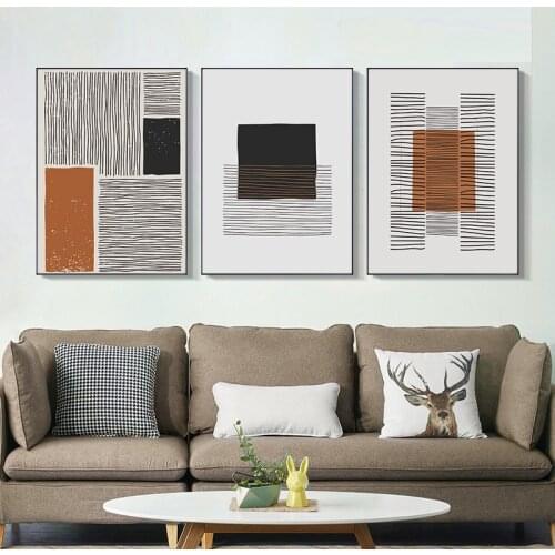 Abstract Shapes Geometric Art Black Line Poster and Print Canvas Pictures Wall Art Paintings for Interior Home Living Room Decor