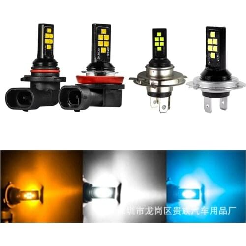 Automobile Led Fog Lamp H4 H7 H8 / H11 HB3 / Hb4 3030 12 Headlamp 12000K 3000K 6000K 1200ML 12-24V