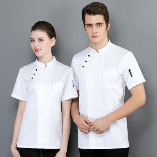 Breathable Short Sleeve Master Chef Uniform Men and Women Catering Restaurant Kitchen Jacket Bakery Canteen Hotel Cook Workwear