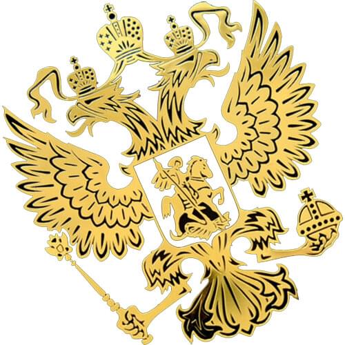 Coat of Arms of Russia Nickel Metal Car Stickers Decals Russian Federation Eagle Emblem Sticker for Car Styling Accessories