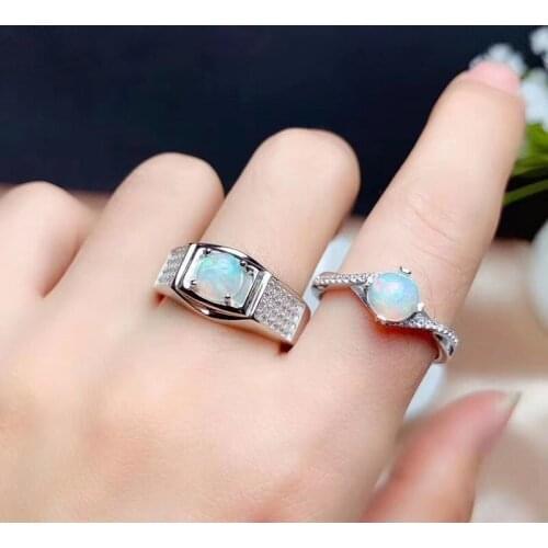 0.57Ct Trendy Natural Opal Rings for Lovers' Anniversary Gifts Classical 6mm Genuine gemstones Fine jewelry S925 Sterling Silver