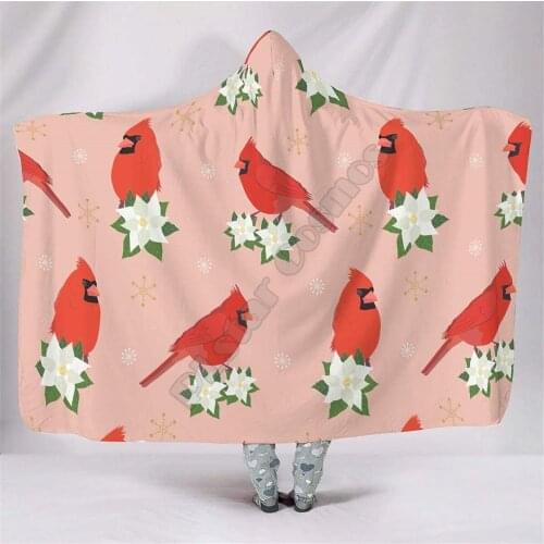 Beautiful Bird Hooded Blanket Adult colorful child Sherpa Fleece Wearable Blanket Microfiber Bedding Drop Shipping 04