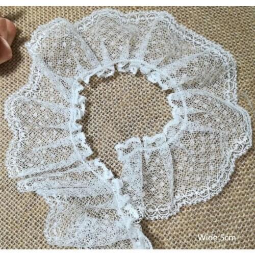 1Yards Laces High Quality Dot Lace Fabric 5CM White Black Lace Ribbon Guipure Sewing Trimmings Craft Dress Crafting costura QT1A