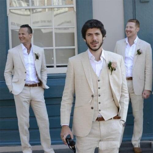 Summer Linen Custom Made Mens Suits For Wedding Tailored Groom Tuxedo Optional Half-Lined Business Suit 2Pieces(Jacket+Pants)