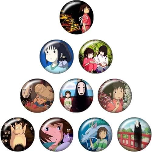 Fashion Comic cartoon animation 10pcs mixed 12mm/18mm Round photo glass cabochon snap buttons for snap jewelry wholesale