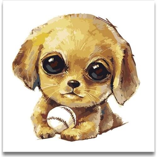 Painting by numbers Baseball dog diy digital paint Coloring Cute animals modular oil painting on canvas modern decor
