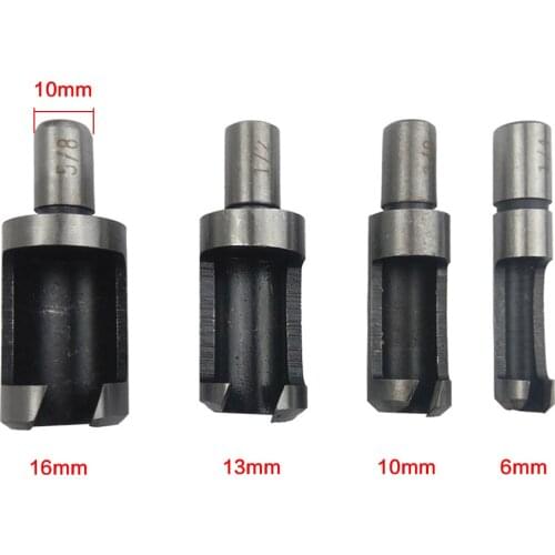 Wood Plug Cutter Set Round Shank Wood Plug Bits Tenon Drill Bit Dowel Maker Cutting Tools 6/10/13/16mm Carbon Steel