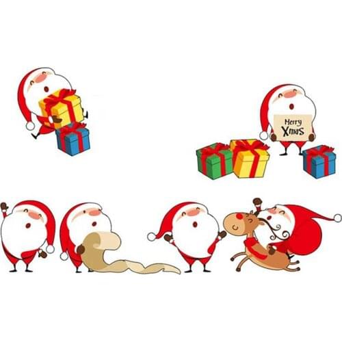 Cartoon Santa Claus Wall Stickers New Year Merry Christmas Glass window Home Decor Wallpaper Decals Festive decoration sticker