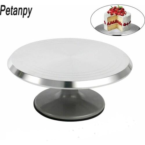 New Baking tool 12 inch alloy mounted cream cake Turntable Rotating table stand base turn around Decorating silver metal