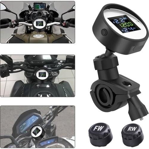 Waterproof LCD Motorcycle TPMS Tyre Pressure Monitor System With USB External Sensors Wireless Moto Alarm Pressure Gauge