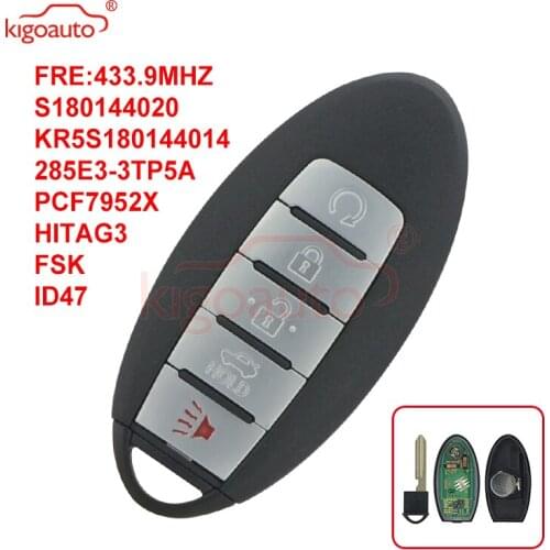 Kigoauto KR5S180144014 Smart key 5 button 433.9MHZ FSK HITAG-3 ID47 PCF7952X for Nissan Altima