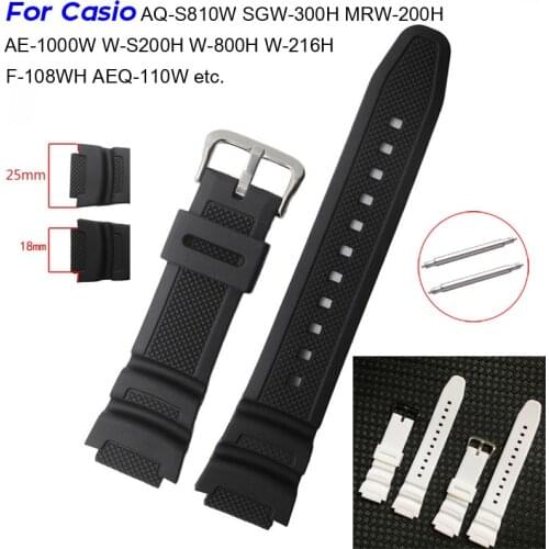 Replacement Silicone Watch Band for Casio AE-1000w AQ-S810W W-S200H SGW-400H F-108WH AEQ-110W Watch Strap Rubber Wrist Bracelet